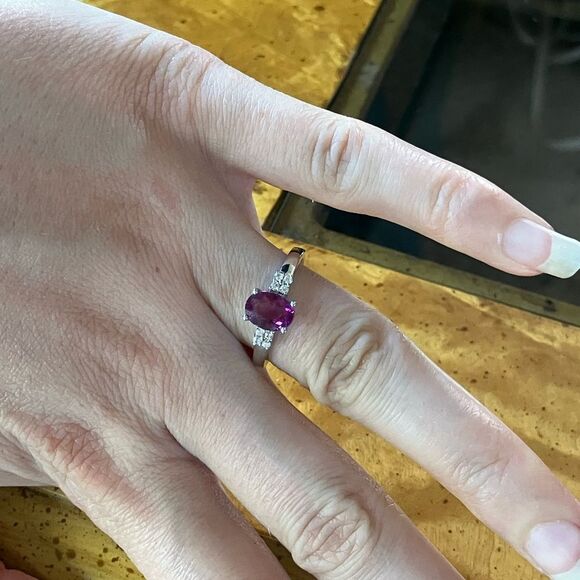 Color Change Pink Fluorite Sterling Silver Ring Size 8 - Picture 4 of 9